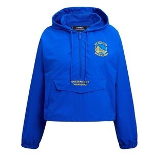 Royal Golden State Warriors Classic Wind Woven Cropped Half-Zip Jacket Medium